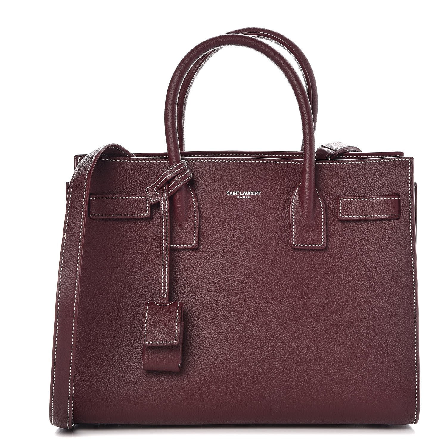 Saint Laurent Grained Calfskin Topstich Baby Sac De Jour Rouge Legion 1 of 9