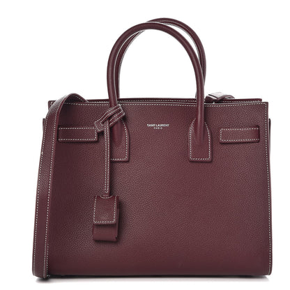 Saint Laurent Grained Calfskin Topstich Baby Sac De Jour Rouge Legion 1 of 9