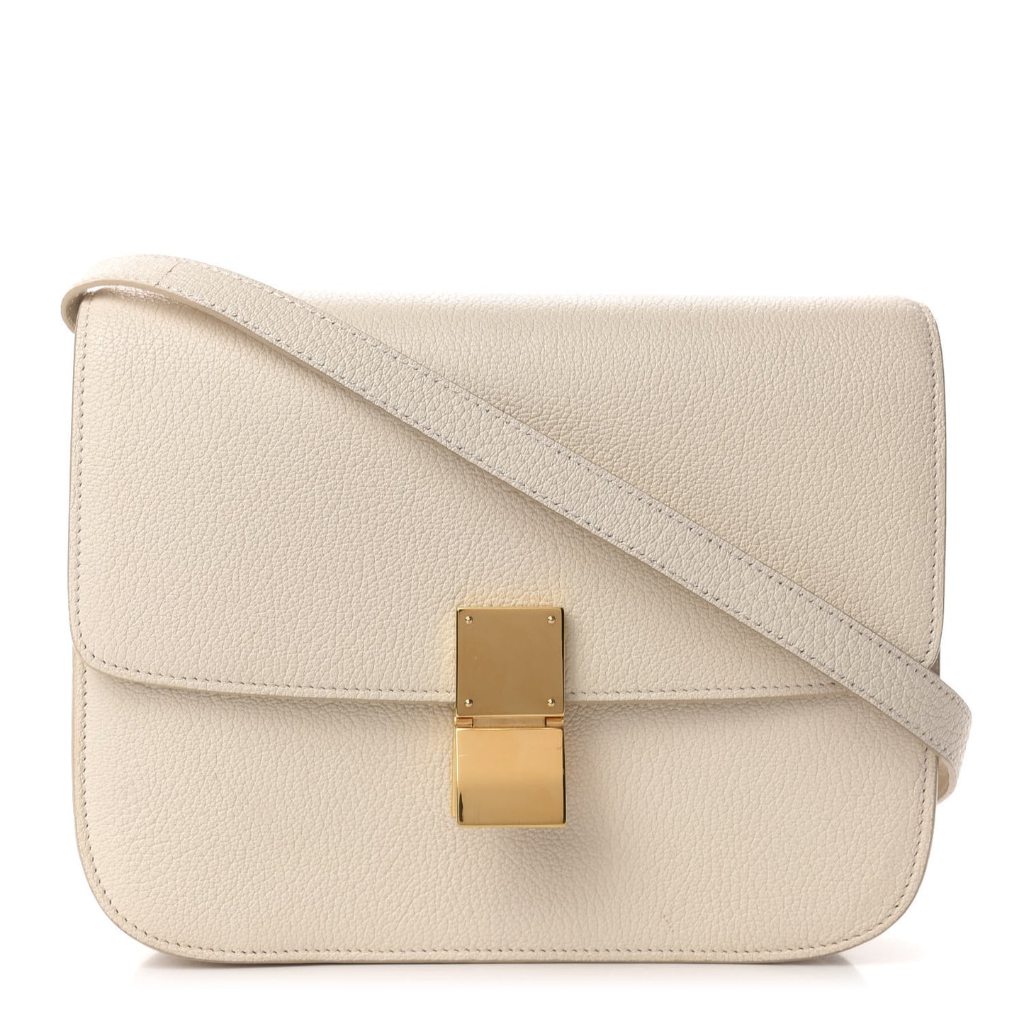 Goatskin Medium Classic Box Flap Bag White