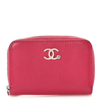 Chanel Goatskin Camellia Zip Coin Purse Pink 1 of 13
