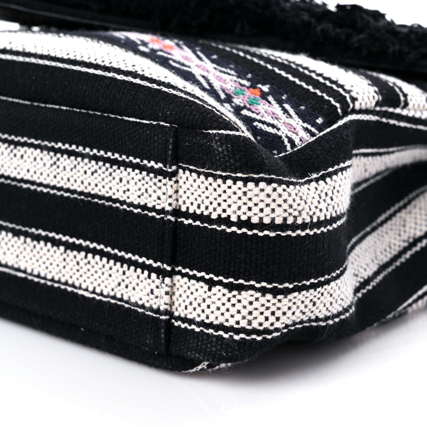 Berber Chevron Tassel Monogram Large College Bag Black