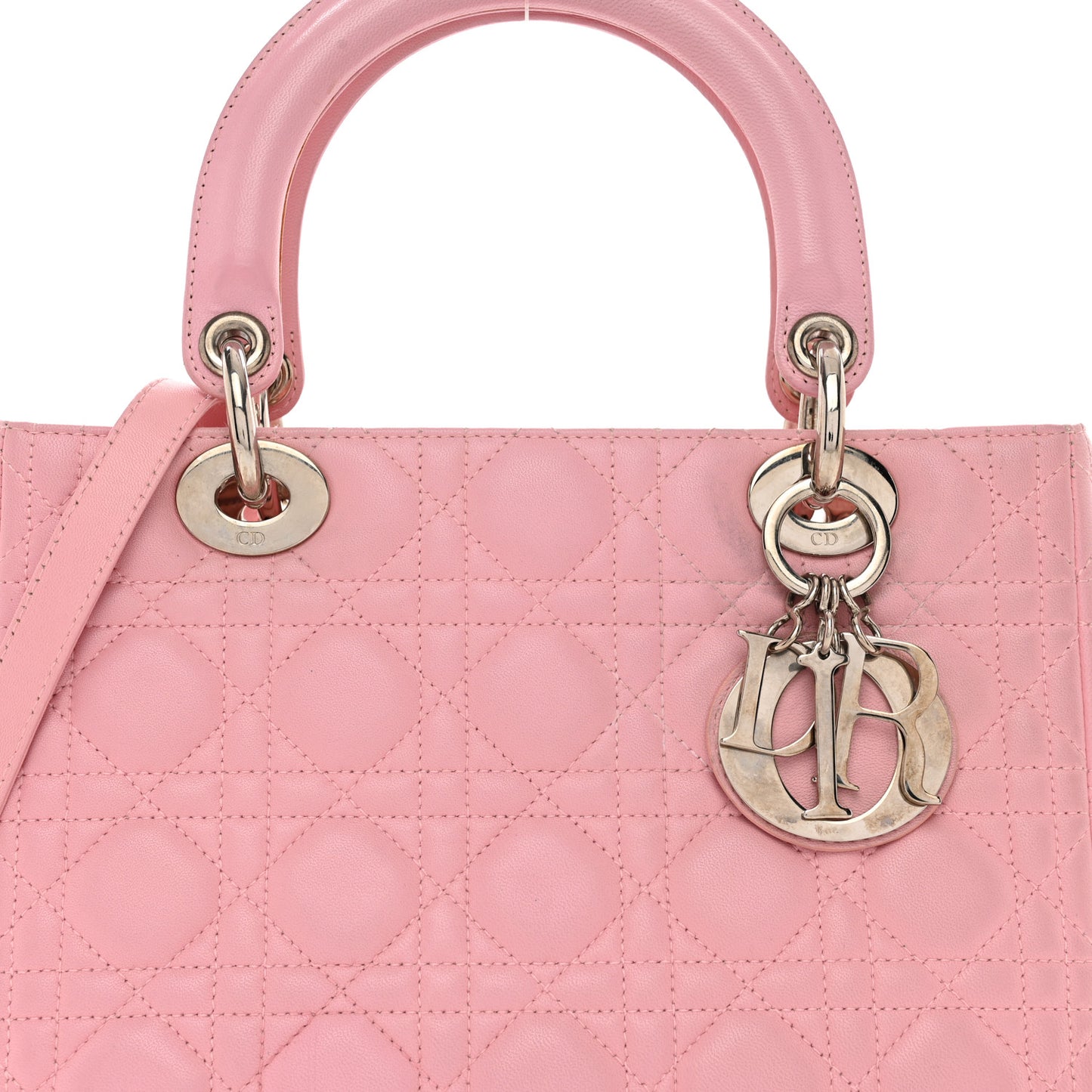 Lambskin Cannage Medium Lady Dior Rose Clair