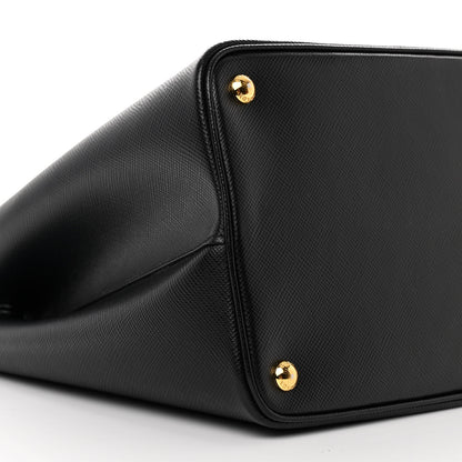 Prada Saffiano Cuir Large Double Bag Black Fuoco 10 of 14