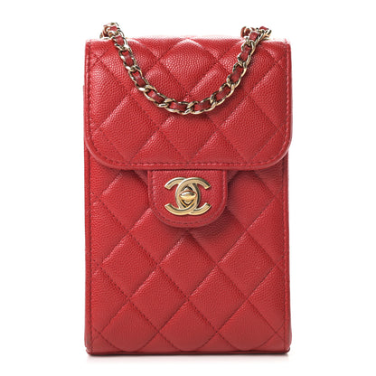 Chanel Caviar Quilted Classic Phone Holder Red 1 of 16