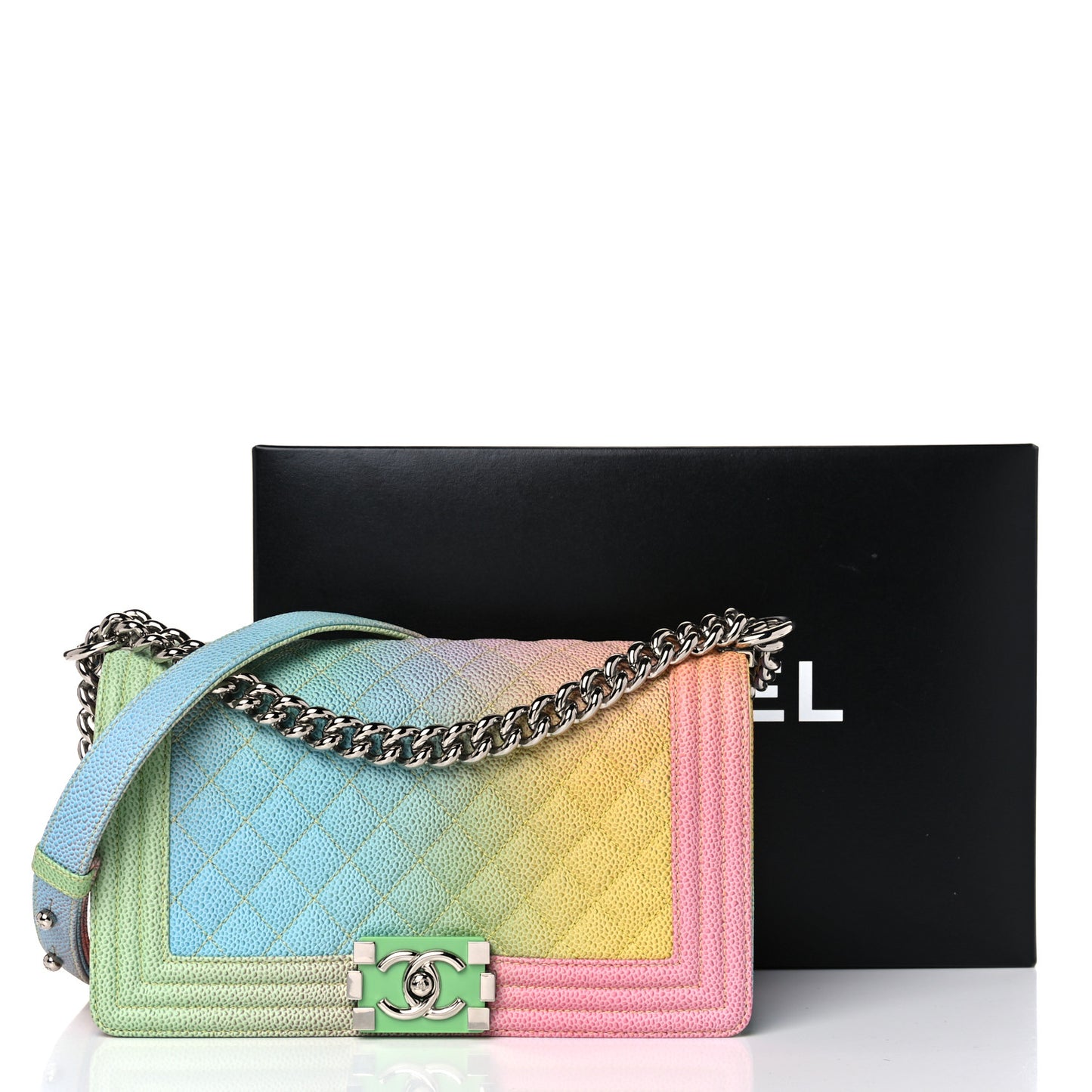 Caviar Quilted Medium Cuba Rainbow Boy Flap Multicolor