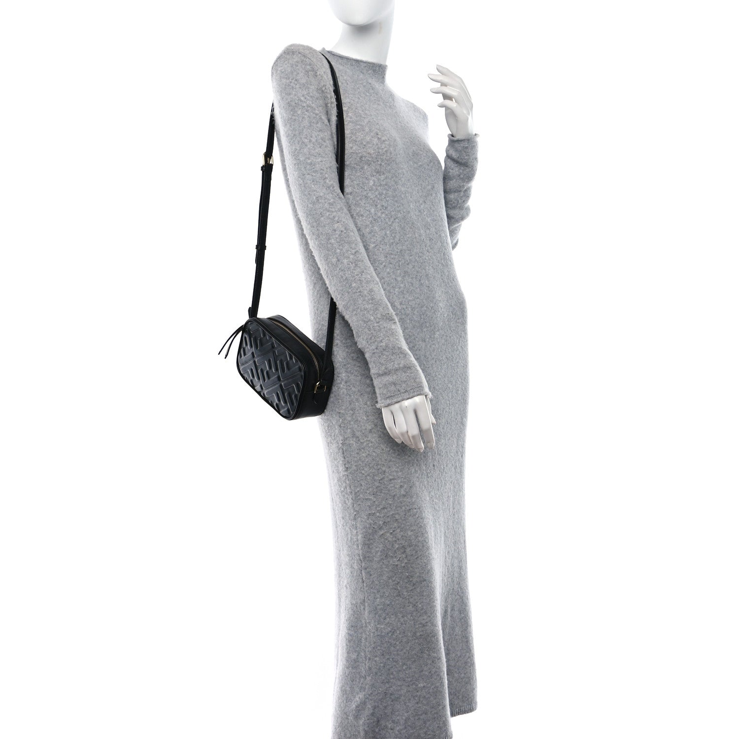 Fendi Vitello Epoque FF Embossed Camera Case Black 2 of 8