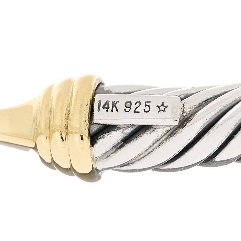 David Yurman Sterling Silver 14K Yellow Gold 5mm Cable Classic Buckle Bracelet 4 of 4