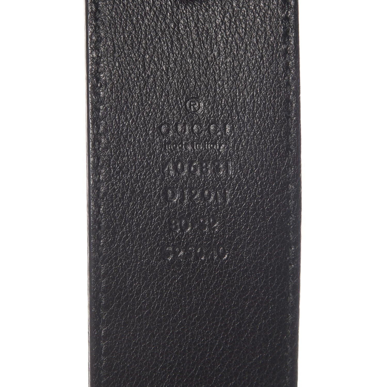 Gucci Textured Dollar Calfskin Nickel Double G 40mm Belt 80 32 Black 6 of 9