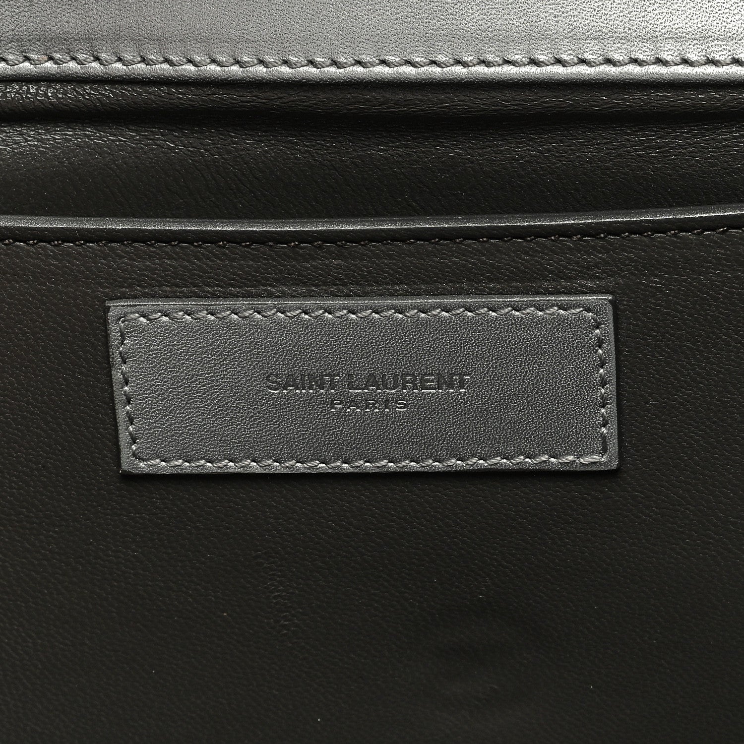 Saint Laurent Metallic Calfskin Diagonal Clutch Silver 6 of 7