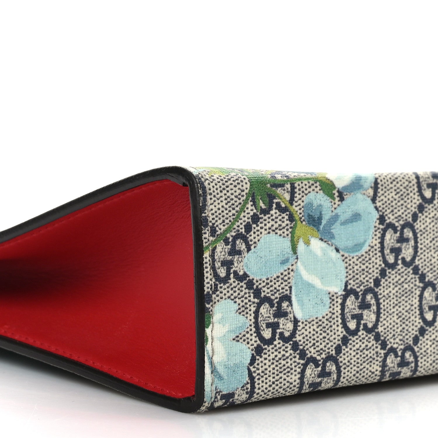 Gucci GG Supreme Monogram Blooms Large Cosmetic Case Beige Blue Navy Hibiscus Red 8 of 9