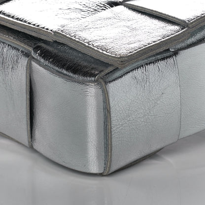 Bottega Veneta Metallic Lambskin Maxi Intrecciato Cassette Crossbody Bag Silver 10 of 13
