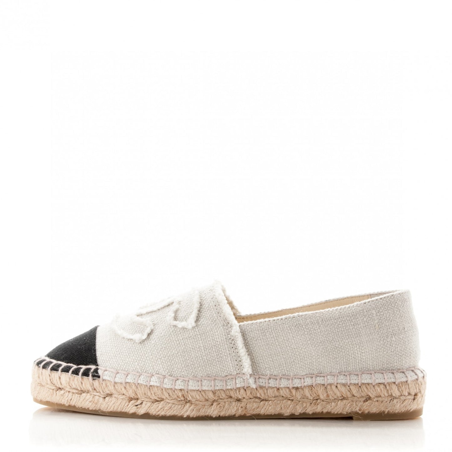 Linen CC Espadrilles 37 Beige Black