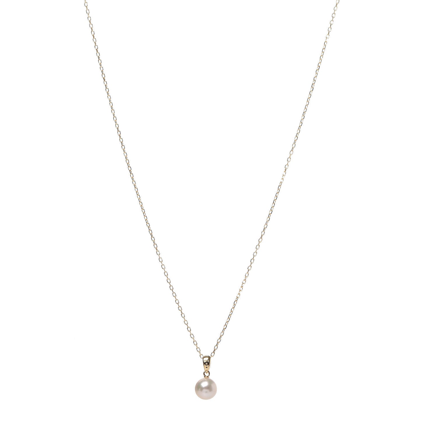 18K Yellow Gold Akoya Pearl 7.5-8mm Pendant Necklace