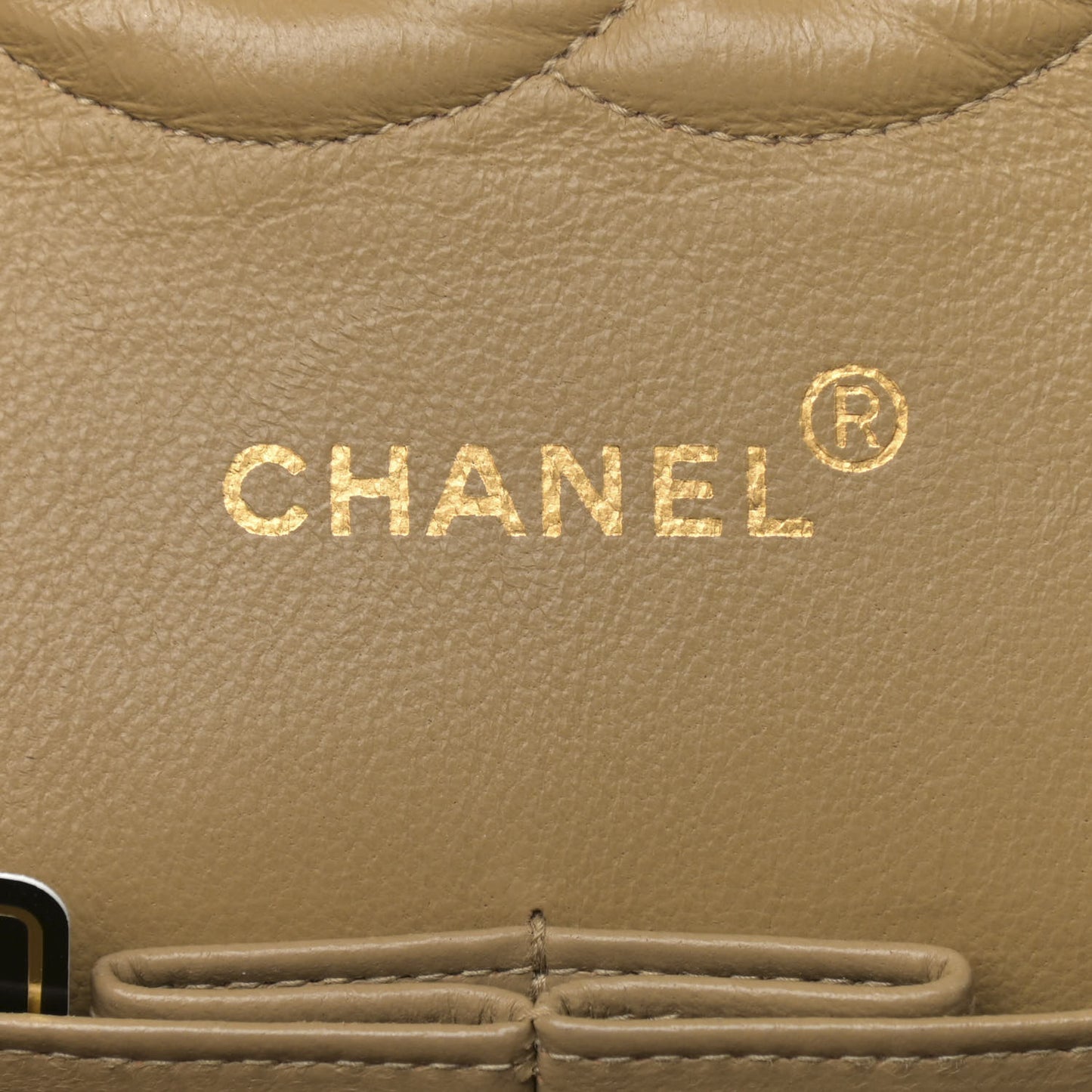 Lambskin Quilted Medium Double Flap Beige