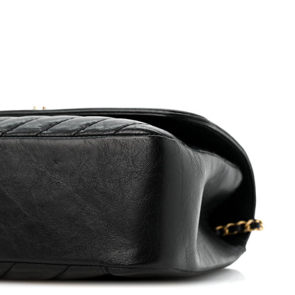 Chanel Calfskin Chevron Quilted Top Handle Flap Black 10 of 12