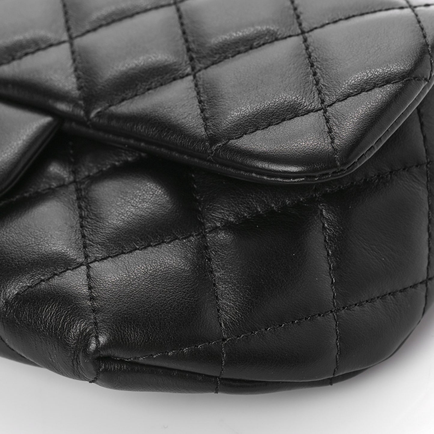 Calfskin Quilted CC Uniform Flap Belt Bag Black