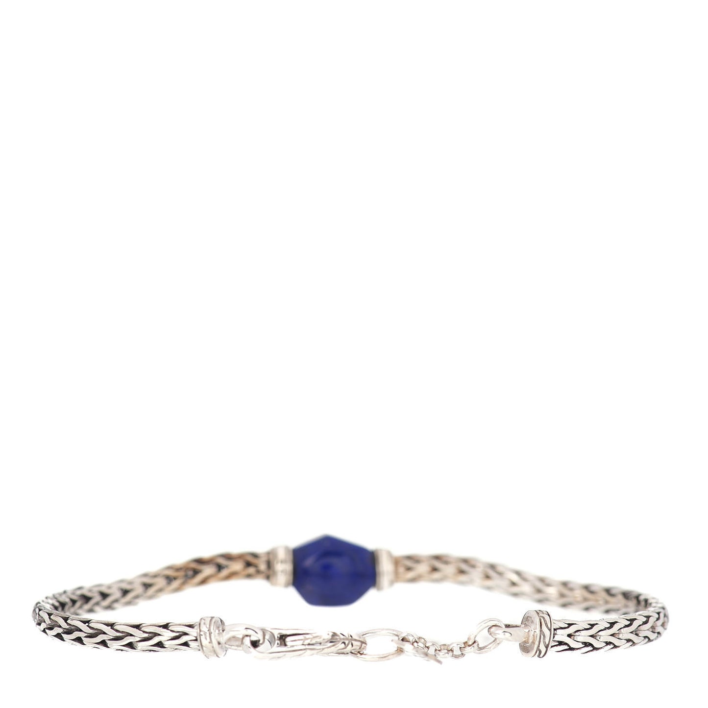 Sterling Silver Diamond Lapis Lazuli Slim Classic Chain Bracelet