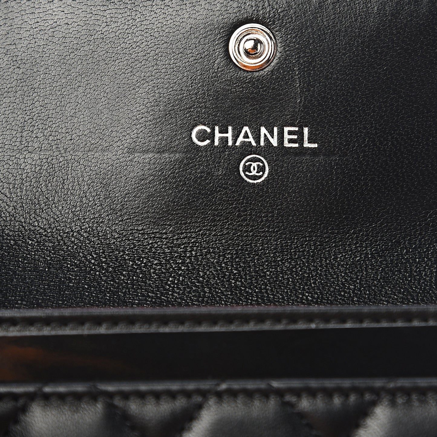 Lambskin Quilted Flap Card Holder Black