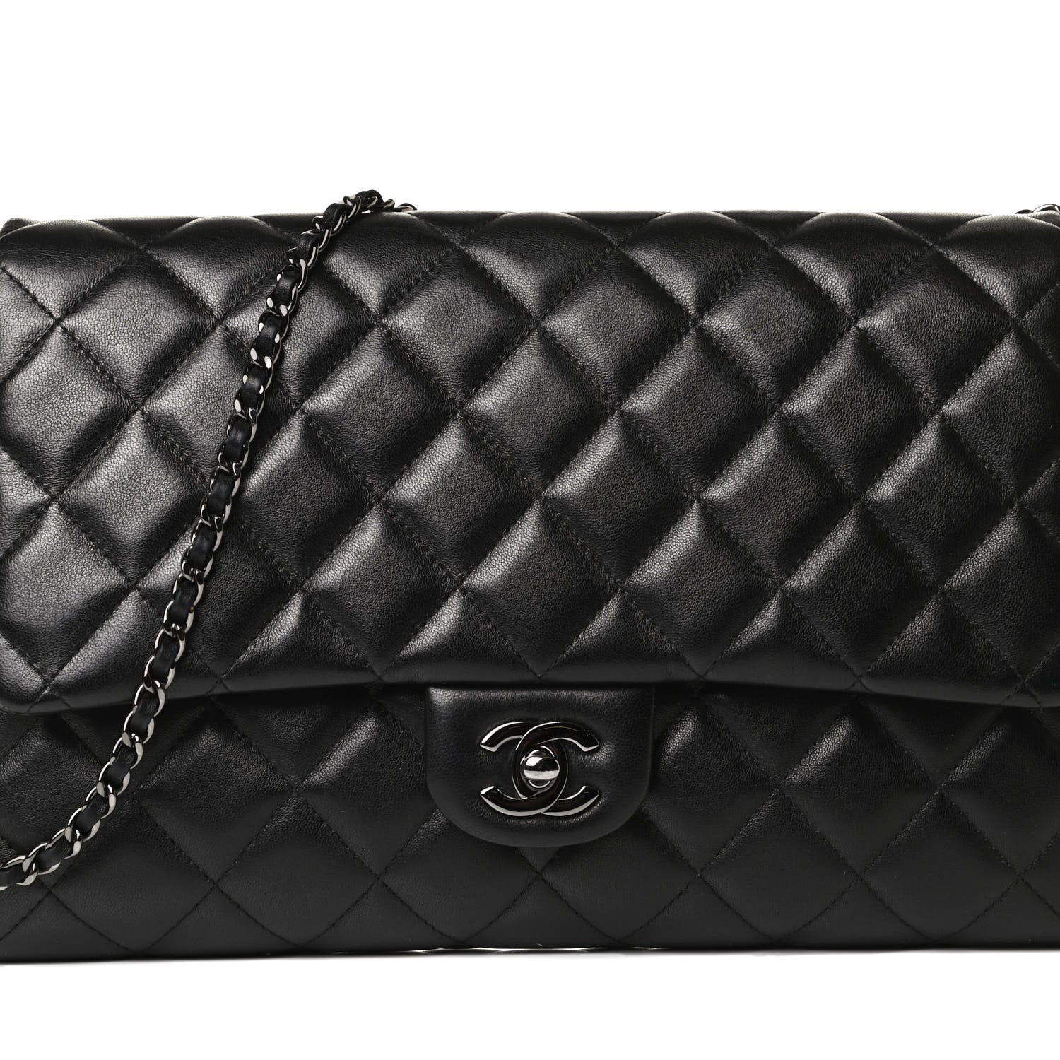 Chanel Lambskin Quilted Clutch With Chain Flap Black 9 of 13