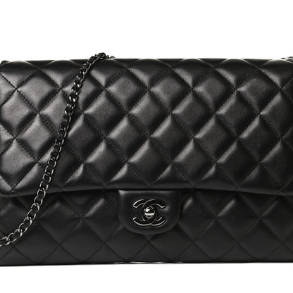 Chanel Lambskin Quilted Clutch With Chain Flap Black 9 of 13