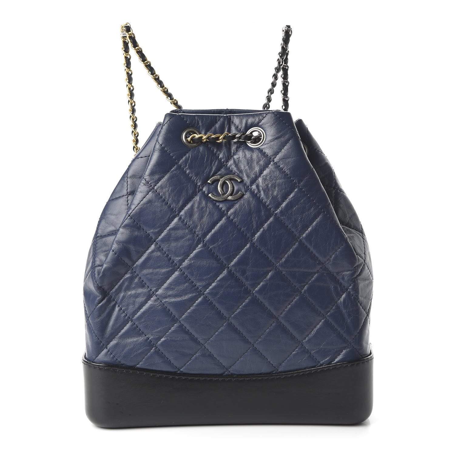 Chanel Aged Calfskin Quilted Gabrielle Backpack Navy Black 1 of 9