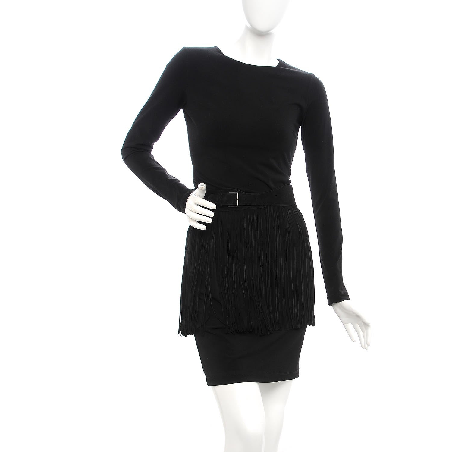 Alaia Suede Fringe Skirt Belt 65 Black 2 of 11