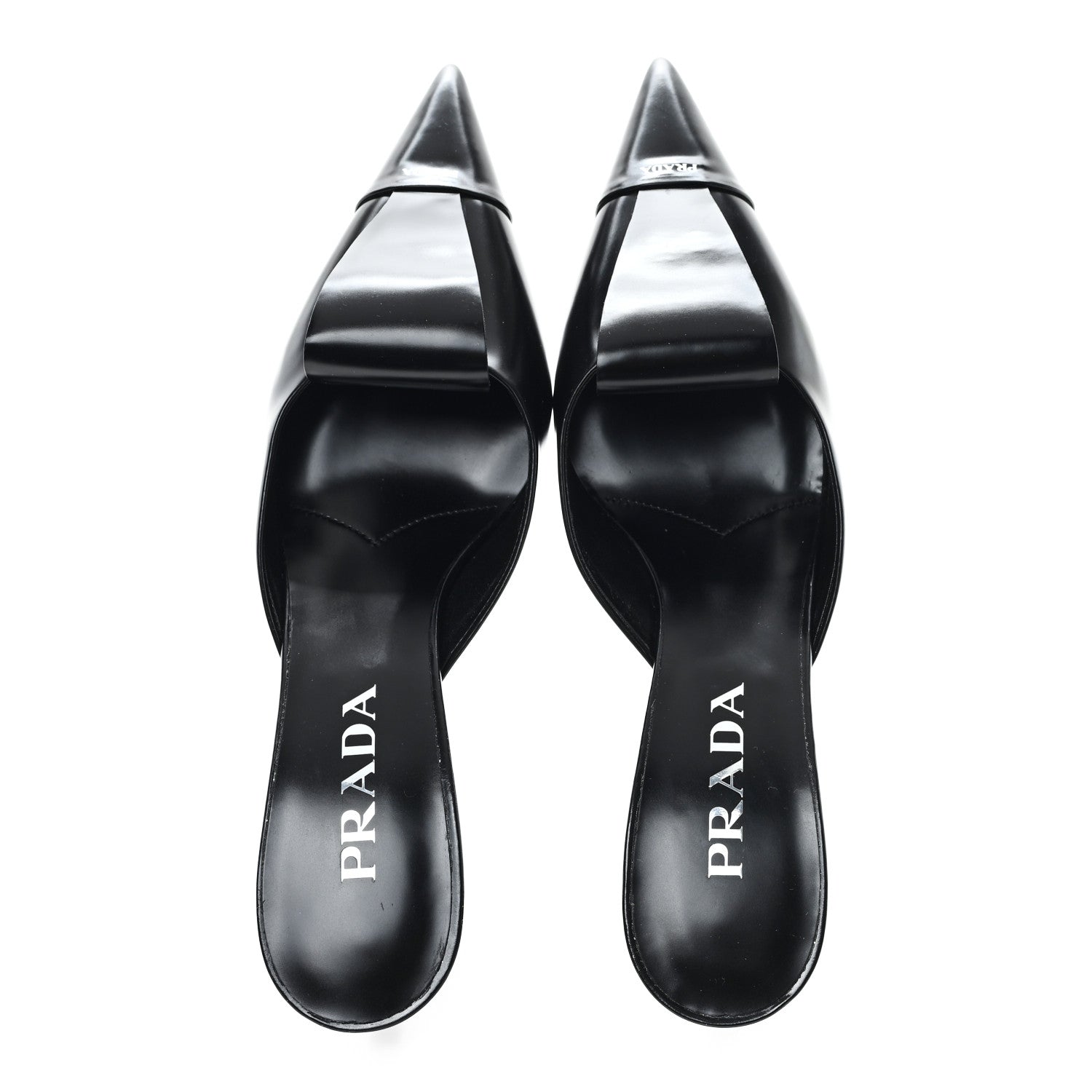 Prada Spazzolato Logo Pointed Toe 55mm Mules 37 Black 2 of 8