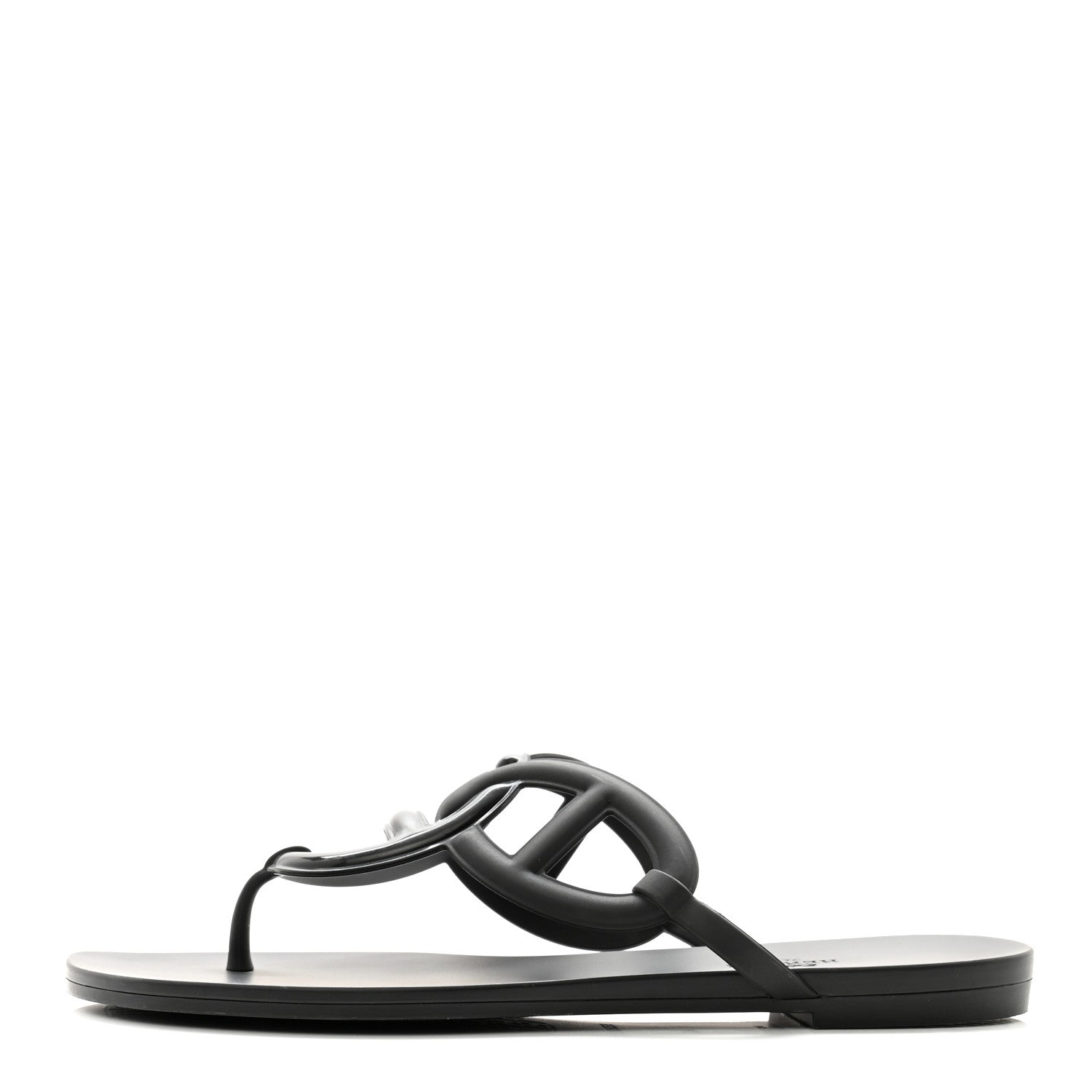 Hermes Rubber Womens Egerie Sandals 40 Black 1 of 9