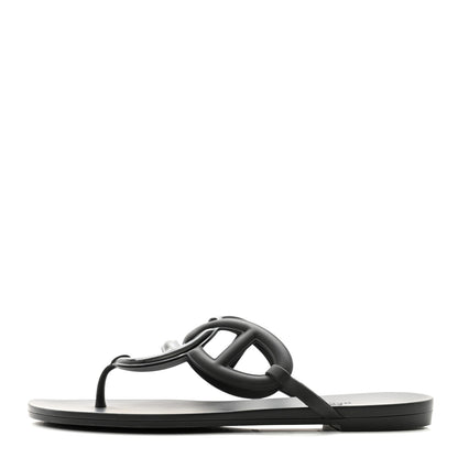 Hermes Rubber Womens Egerie Sandals 40 Black 1 of 9