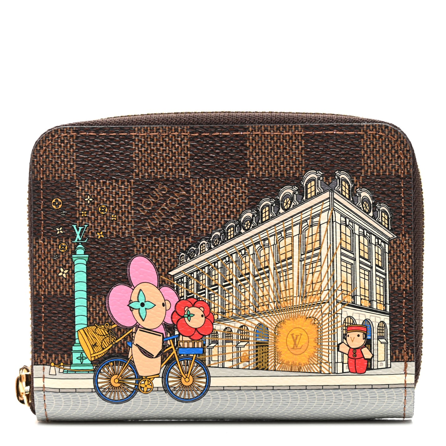 Damier Ebene 2022 Christmas Animation Paris Zippy Coin Purse Pink