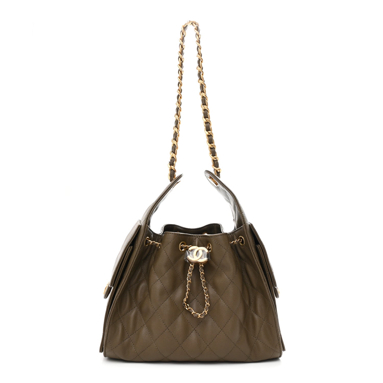Chanel Caviar Quilted Small Chanel 25 Handbag Dark Khaki 1 of 11