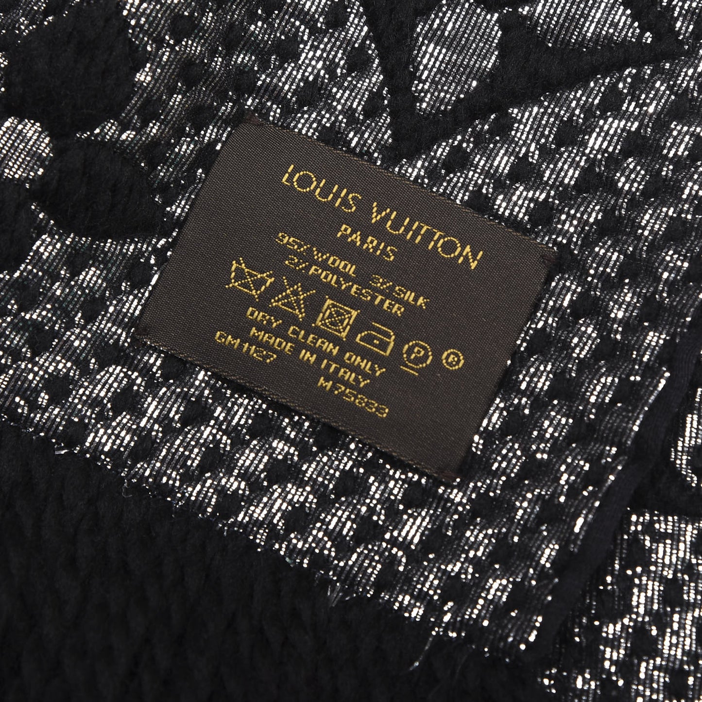 Wool Silk Logomania Shine Scarf Black