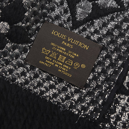 Louis Vuitton Wool Silk Logomania Shine Scarf Black 3 of 3
