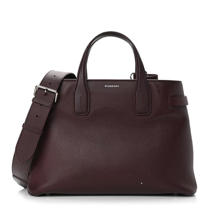 Burberry Grainy Calfskin House Check Medium Banner Tote Mahogany Red 1 of 10