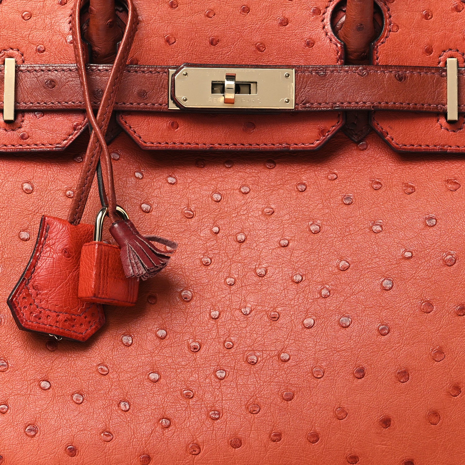 Hermes Ostrich Ghillies Birkin 30 Brique Rouge H 8 of 10