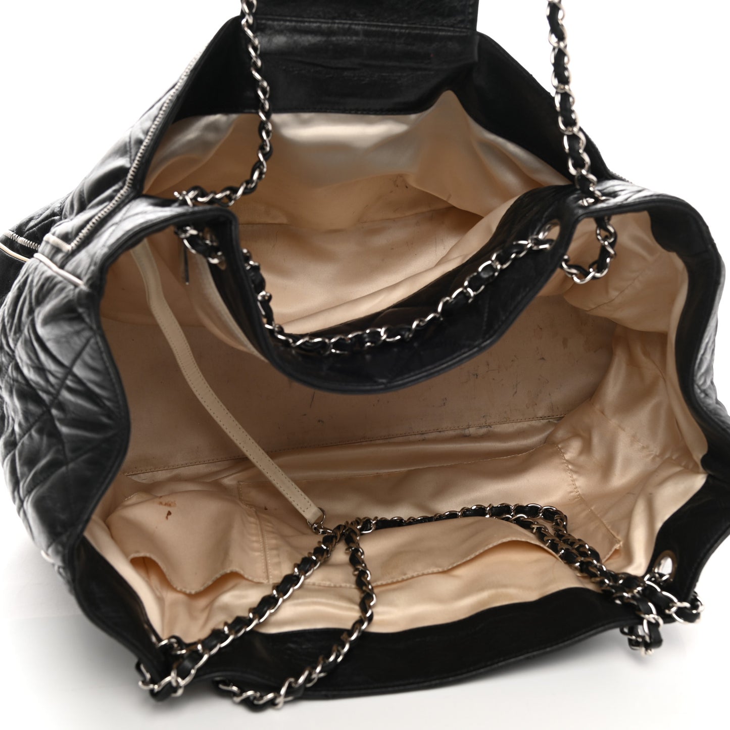 Lambskin Quilted Large East West Tote Black