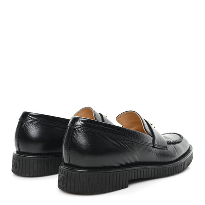 Chanel Shiny Crumpled Calfskin CC Mocassin Loafers 38.5 Black 5 of 11