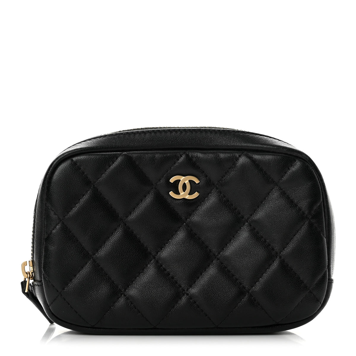 Chanel Lambskin Quilted Small Curvy Pouch Cosmetic Case Black 1 of 8