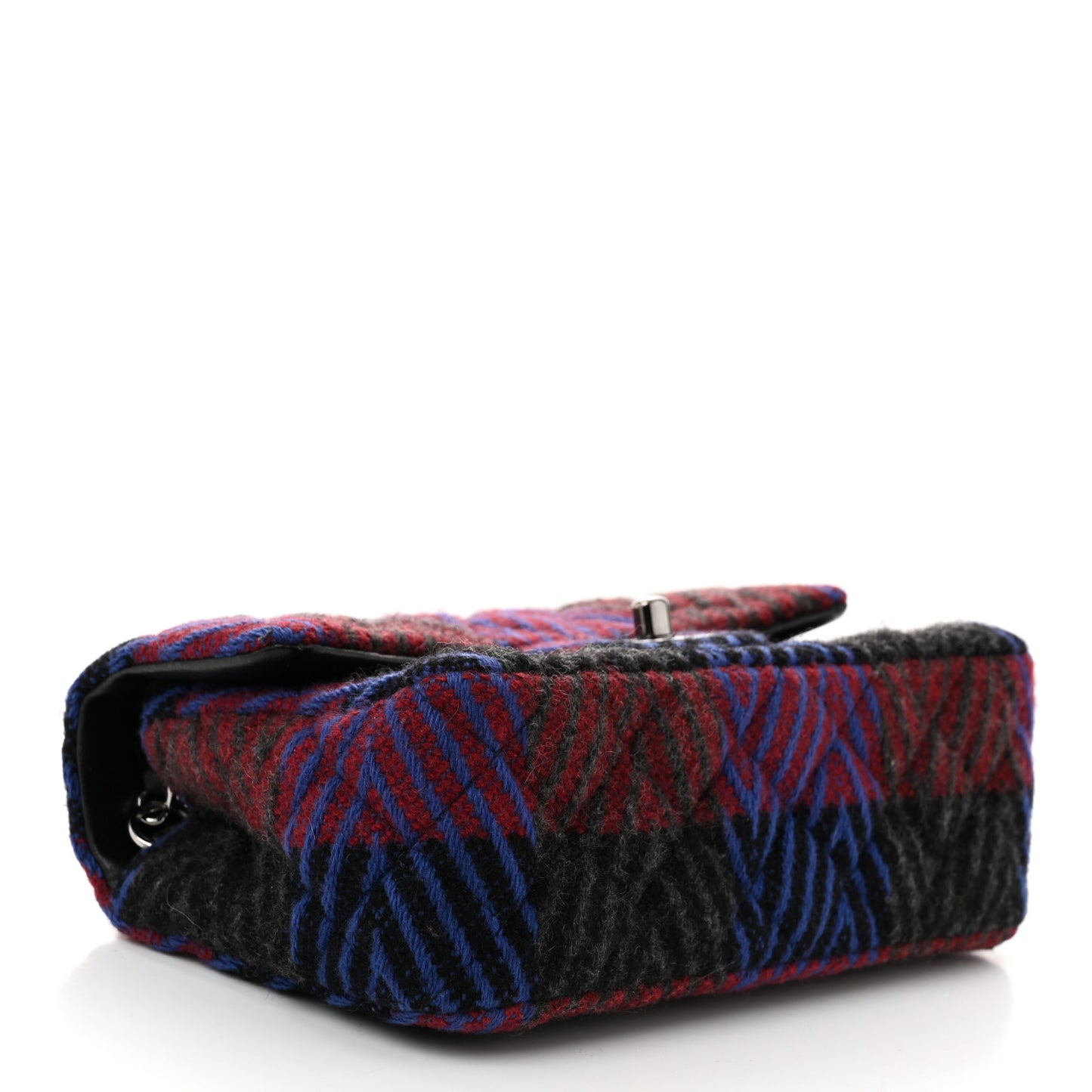 Wool Quilted Mini Rectangular Flap Red Grey Multicolor