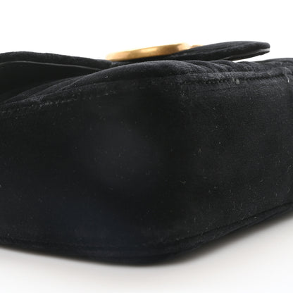Gucci Velvet Matelasse Mini GG Marmont Shoulder Bag Black 9 of 11