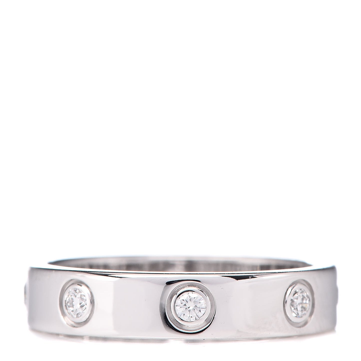 18K White Gold 8 Diamond 4mm Wedding Band LOVE Ring 51 5.75
