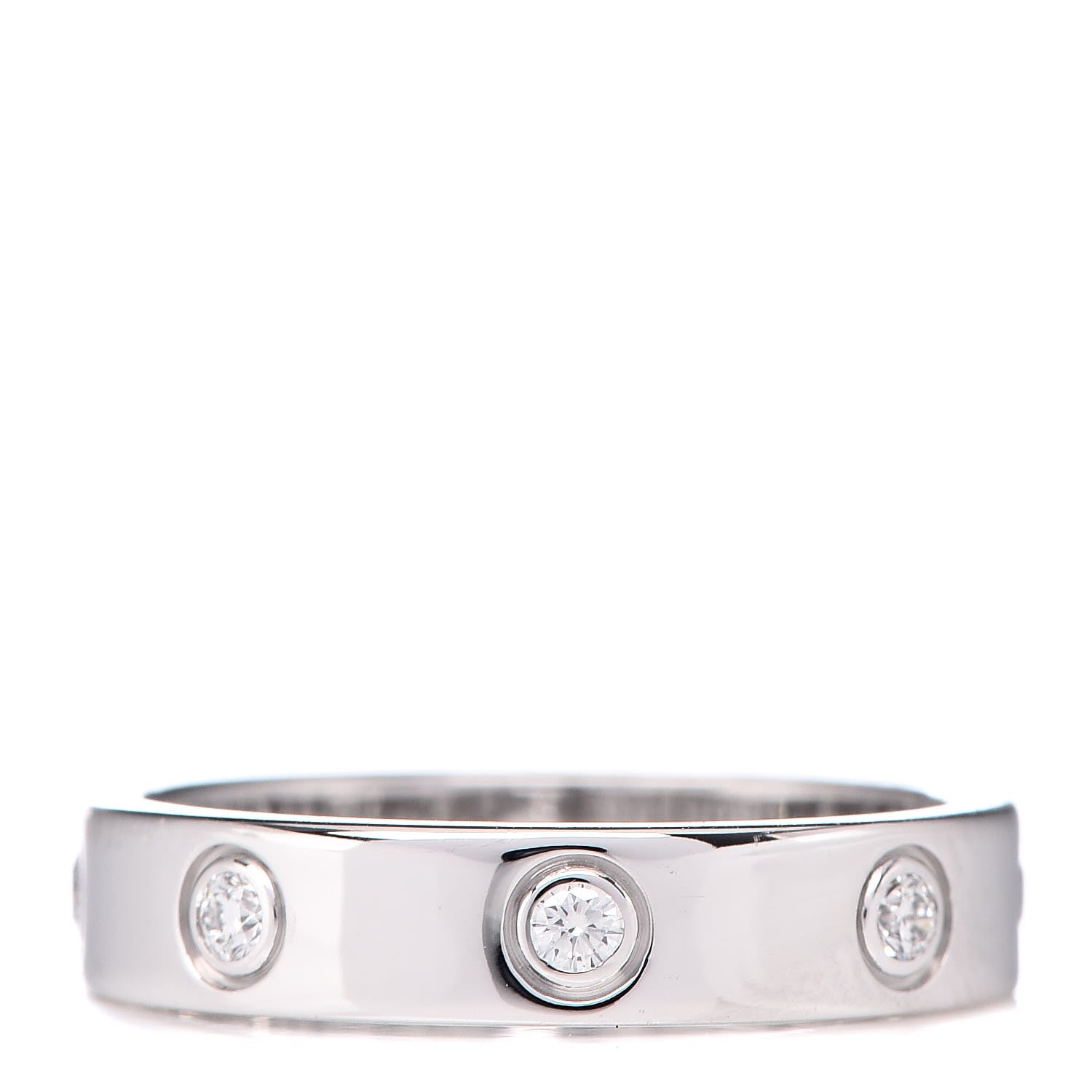 Cartier 18K White Gold 8 Diamond 4mm Wedding Band LOVE Ring 51 5.75 1 of 4