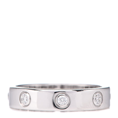 Cartier 18K White Gold 8 Diamond 4mm Wedding Band LOVE Ring 51 5.75 1 of 4