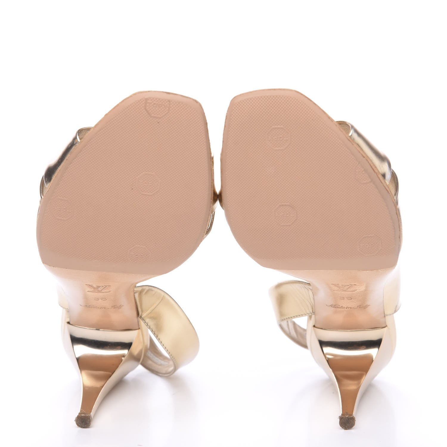 Louis Vuitton Metallic Calfskin Slingback Pumps 36.5 Gold 5 of 13