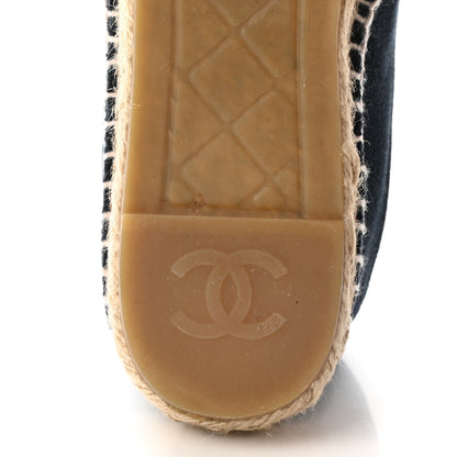 Chanel Velvet CC Espadrilles 37 Dark Navy Black 7 of 14