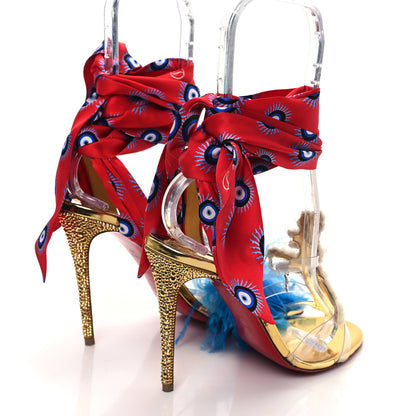 Christian Louboutin Specchio PVC Des Cyclades Athina Printed 100 Sandals 38 Gold Multicolor 4 of 7