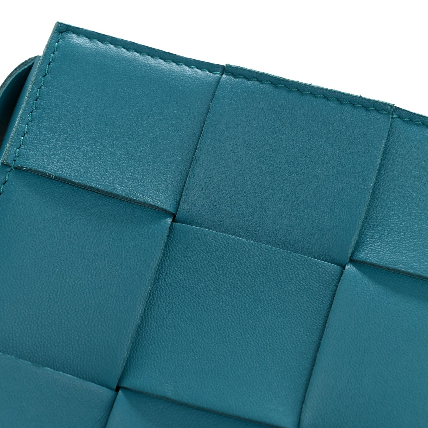Lambskin Maxi Intreccio Small Cassette Crossbody Bag Petrol Blue