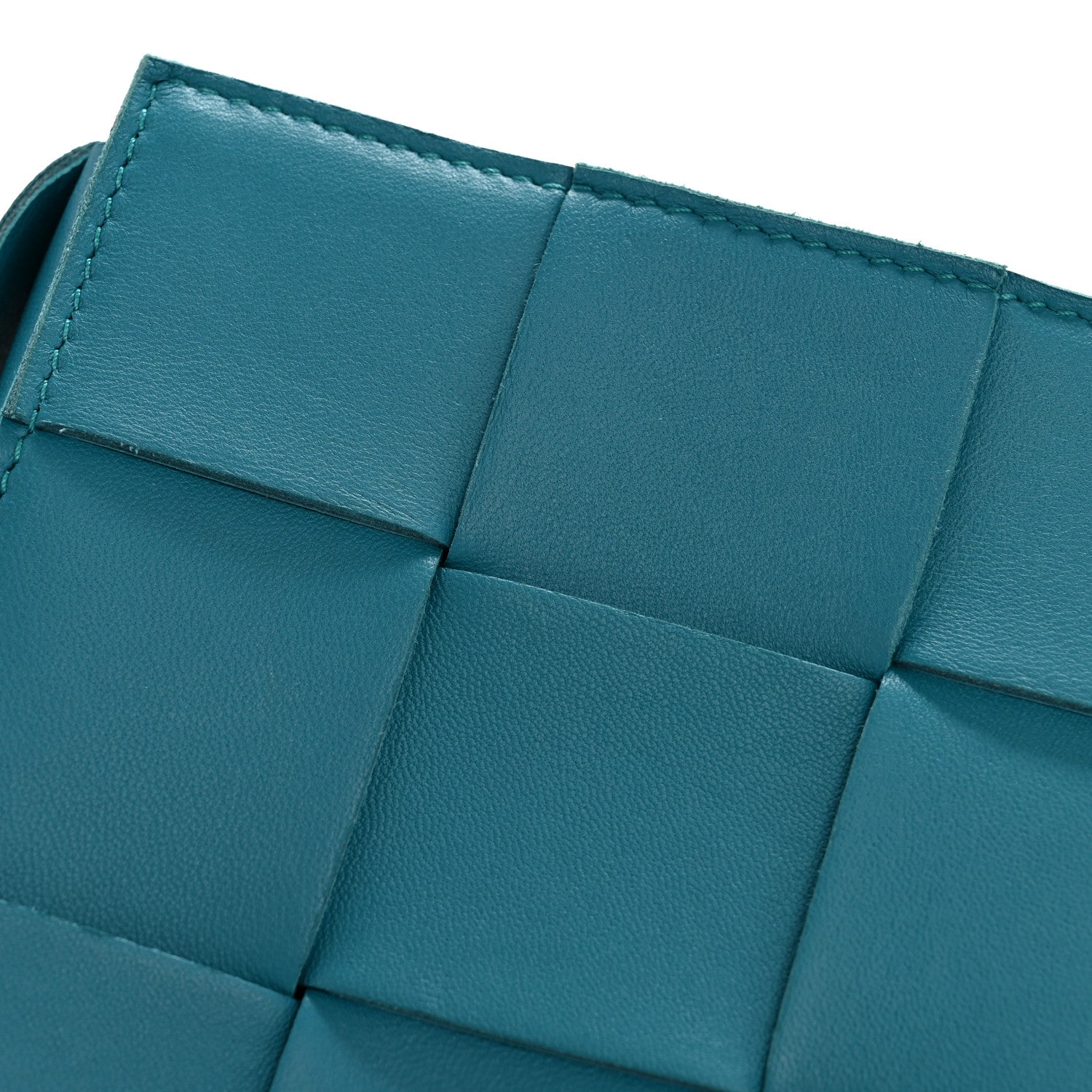 Bottega Veneta Lambskin Maxi Intreccio Small Cassette Crossbody Bag Petrol Blue 12 of 12