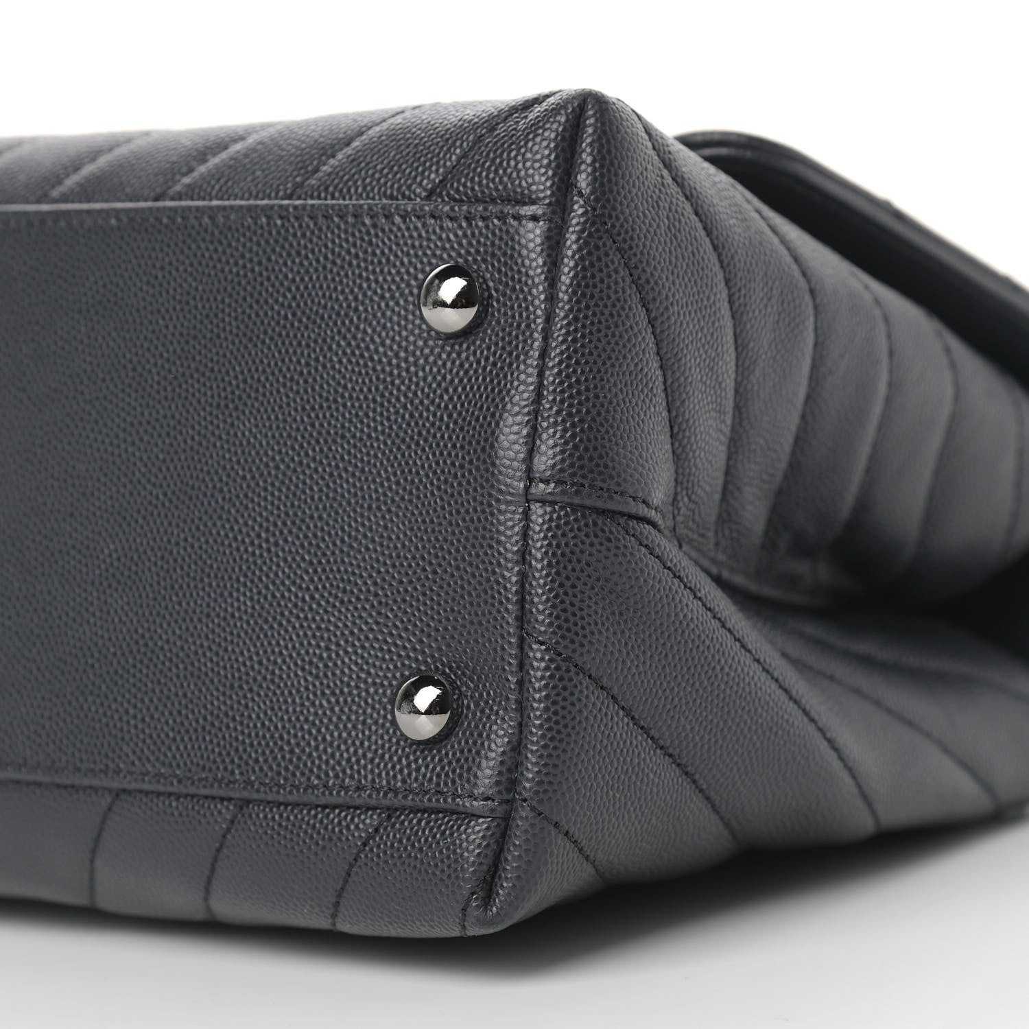 Chanel Caviar Chevron Quilted Small Coco Handle Flap Dark Grey 9 of 9