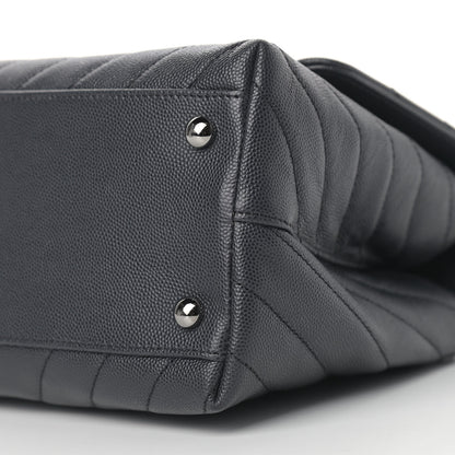 Chanel Caviar Chevron Quilted Small Coco Handle Flap Dark Grey 9 of 9